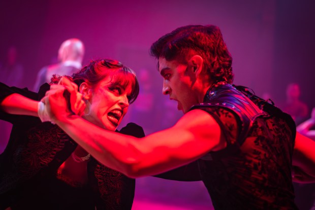 Tori Patrice and Pedro Vargas face off in "Nosferatu" at the Renaissance Theatre in Orlando. (Courtesy Andrew Tolbert via Renaissance Theatre Co.)