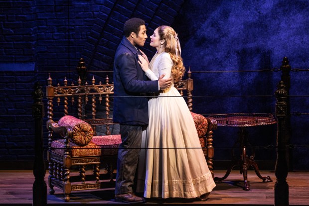 Daniel Yearwood and Maria Bilbao play young sweethearts Anthony and Johanna in the current Broadway production of "Sweeney Todd." (Courtesy Matthew Murphy and Evan Zimmerman)