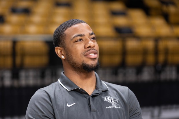 UCF Mens basketball Guard, Darius Johnson, (3) on media day at Addition Financial Arena in Orlando, Fla., Wednesday, Oct. 11, 2023. (Willie J. Allen Jr./Orlando Sentinel)