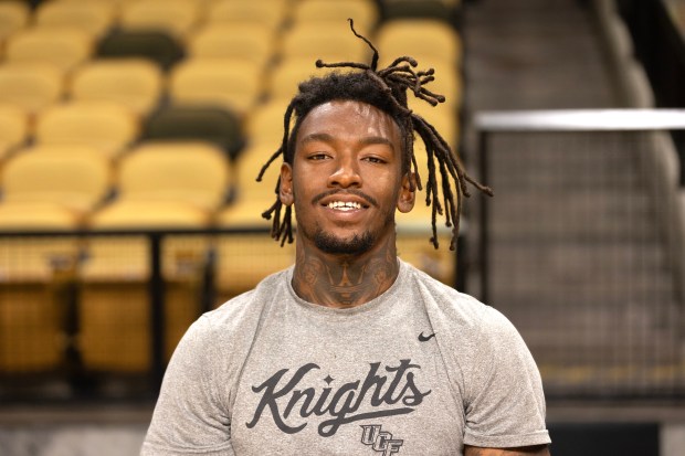 UCF Mens basketball Forward, C.J. Walker, (21) on media day at Addition Financial Arena in Orlando, Fla., Wednesday, Oct. 11, 2023. (Willie J. Allen Jr./Orlando Sentinel)